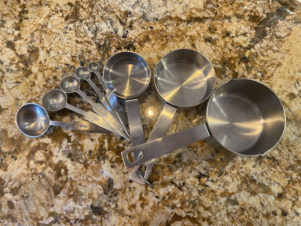 Weight loss meal planning is easy when you have the right tools like these measuring cups and spoons.